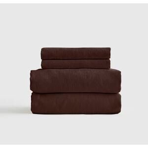 NEW Quince 100% Organic Brushed Cotton FULL Sheet Set 4 piece Espresso Brown